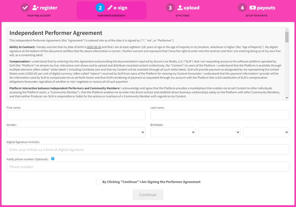 регистрация на camsoda